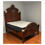 Antique Eastlake High Back Full Size Bed, Buyer May Take Adjustable Electric Mattress Set