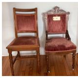 Two Antique Upholstered Velour Chairs