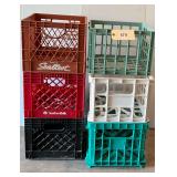 Six Plastic Milk Crates