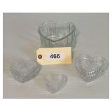 Four Crystal Heart Boxes