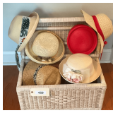 Six Ladies Straw Hats & Basket