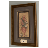Framed & Matted Print Urn Of Flowers 30"X19"