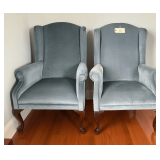 Two Upholstered Wing Chairs (Small Stain On One)