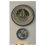 Louisville Pottery Stoneware Fountain Square Park Plate 9" & Thank You Plate 4"