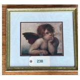 Framed & Matted Print Of Cherub     16"X15"