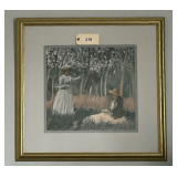 Framed & Matted Print  Lady Painting Girl Reading   30"X28"