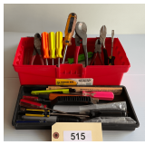 Small Tool Box Of Screwdrivers  Cutters  & More