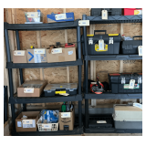 Two Sets Of Plastic Shelving Units (Excluding Contents)