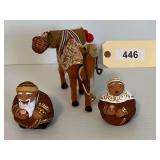 Uzbekistan Terracotta Figures In Traditional Attire And Camel With Pack