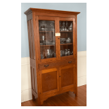 Vintage Wooden & Glass Cabinet Contents Not Included  76"X18"X44"