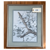 Framed & Matted Print Birds In Dogwood Trees  24"X20