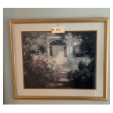 Framed & Matted Print Front  Door With Flowering Shrubs 30"X26"