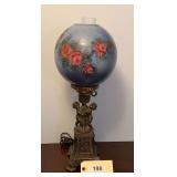 Metal & Glass Globe Lamp   23"