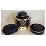 Three Blue Woven Straw Ladies Hats