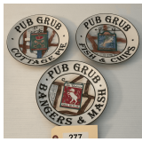 Three China Pub Grub Plates 8"
