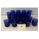 Cobalt Blue Glassware High Balls & Double Old Fashioneds  (17 Pieces)
