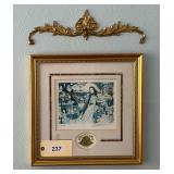 Framed & Matted Print Of Gone With The Wind Ltd Ed 50th Anniversary Of Film   16"X16" And Brass Pediment