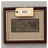 Framed & Matted $3 Bill Bank Of Kentucky