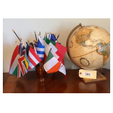 World Globe   Large Collection Of Small Flags Of Foreign Countries