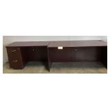 L-Shaped Executive Office Desk with Attached File Cabinet