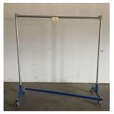 Heavy Duty Rolling Garment Rack with Blue Base and Casters