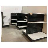 Commercial Retail Display Shelving Units with Black Metal Pegboard and Adjustable Shelves