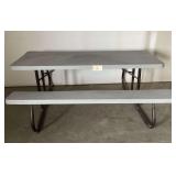 Gray Resin Picnic Table with Metal Frame