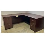 L-Shaped Executive Office Desk with Built-in Storage Cabinets and Drawers