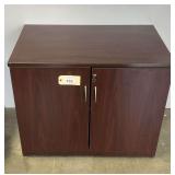 Dark Wood Laminate Office Storage Credenza with Double Doors
