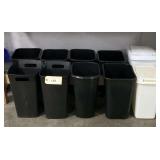 Assorted Plastic Waste Bins and Trash Cans Lot of 10