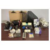 Assorted Office Supplies and Desktop Organizers