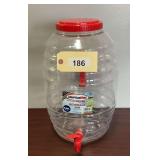 American Maid 5 Gallon Plastic Beverage Jar with Red Lid and Spigot