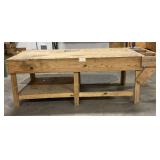 Heavy Duty Wooden Workbench with Lower Shelf and Integrated Storage Compartments