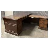Large L-Shaped Executive Desk with Multiple Drawers and Integrated Cable Management