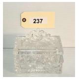 Pressed Glass Covered Trinket Box with Starburst Motif