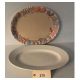 Plastic Shell Motif Platter and White Oval Ceramic Serving Dish