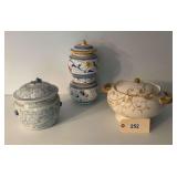 Assorted Decorative Ceramic Vessels with Lids, Lot of Three