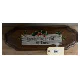 Hand Painted Wooden Wall Plaque with Strawberry Motif and Text