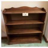 Wooden Bookcase with Scalloped Top and Four Shelves