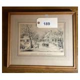 Currier and Ives Framed Print American Homestead Winter