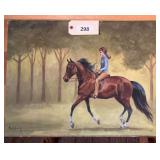 Original Oil Painting of Equestrian Rider by R.W. Clark, 1973