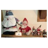 Lot of Assorted Holiday Decor Including Santa Figurines and Figures