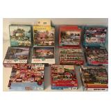 Lot of Assorted 1000-Piece Jigsaw Puzzles Featuring Buffalo Games and Mega Puzzles