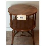 Round Two-Tier Wooden Accent Table with Spindle Legs