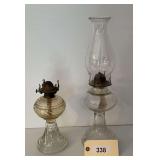 Two Glass Oil Lamps
