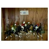 Blown Glass Polo Player and Horse Figurines Set