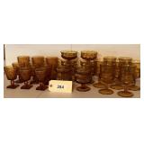 Amber Glass Stemware Collection with Various Patterns and Designs