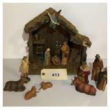 Nativity Scene Set with Creche and Figurines