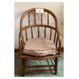 Wooden Windsor Captain Chair with Upholstered Cushion