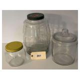 Assorted Glass Storage Jars and Canisters Lot of Three